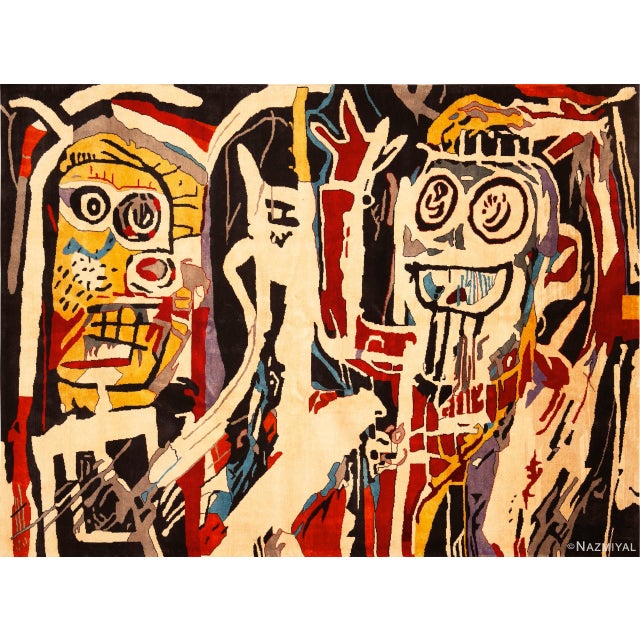 One of a kind Modern Jean-Michel Basquiat Inspired Rug, Country of Origin: India, Circa date: Modern