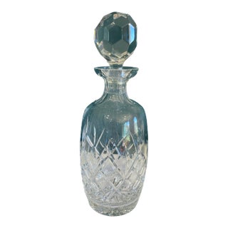 Vintage Cut Crystal Decanter With Faceted Stopper For Sale