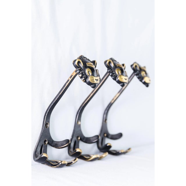 Brass Lion Wall Hook by Walter Bosse for Hertha Baller, 1950s For Sale - Image 4 of 8