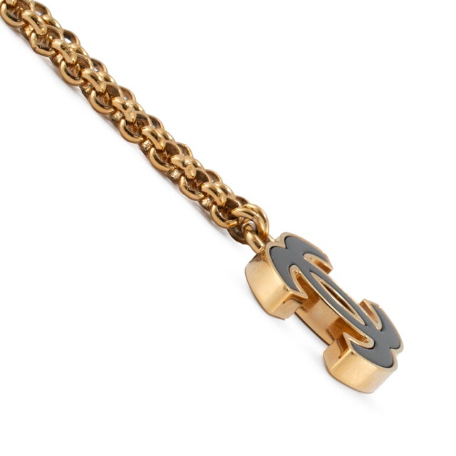 Early 21st Century Chanel CC Gold Plated Black Enamel Rolo Chain Pendant Necklace For Sale - Image 5 of 9