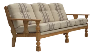 Vintage Danish Three-Seater Sofa in Beige Furniture Wool and Oak Wood, 1970s