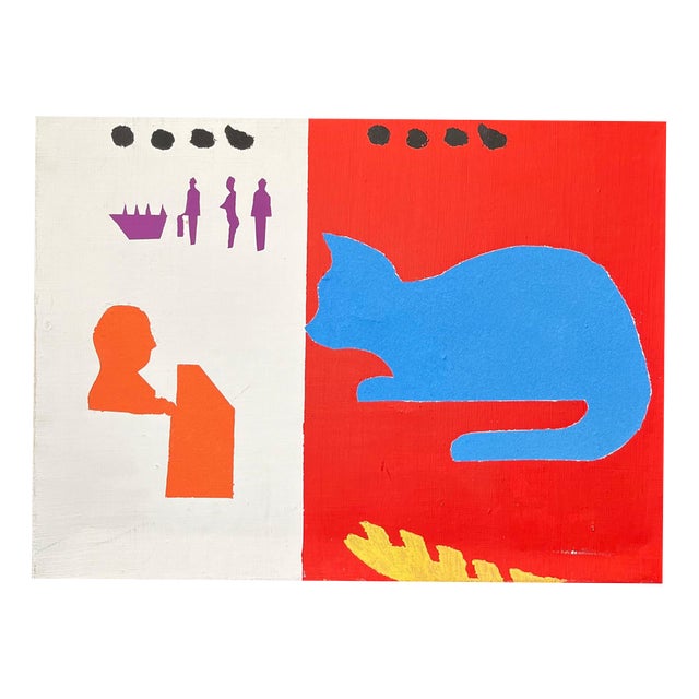 Alexandre Schaller, Cat, Acrylic on Canvas, 1991 For Sale