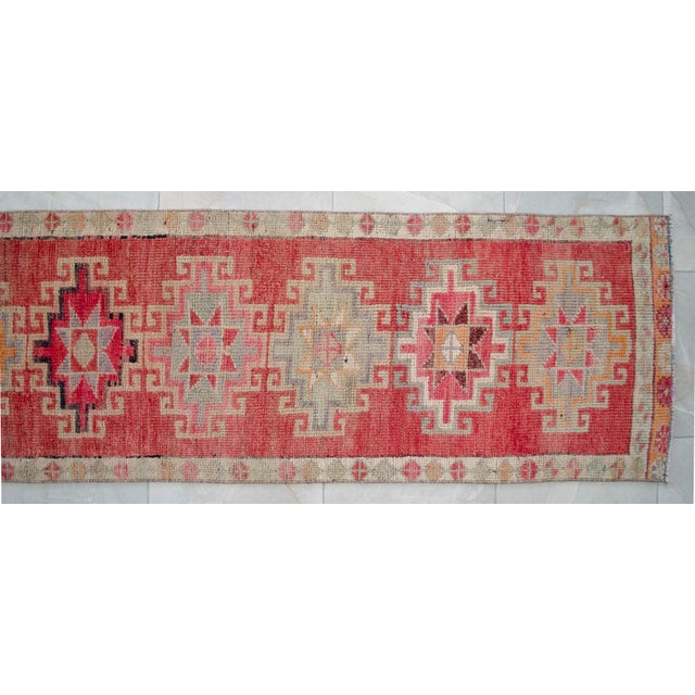 Hand-Knotted Narrow Runner Turkish Rug Hallway Decor- 2'1' X 12'3' For Sale - Image 12 of 15