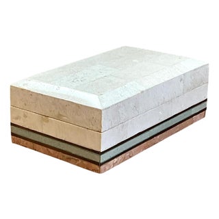 Vintage Multicolor Tessellated Stone Box For Sale