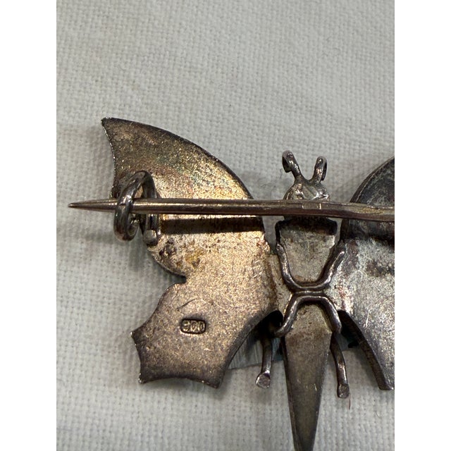 Antique Art Nouveau Brooch in Silver with Turquoise, 1900s For Sale - Image 5 of 6