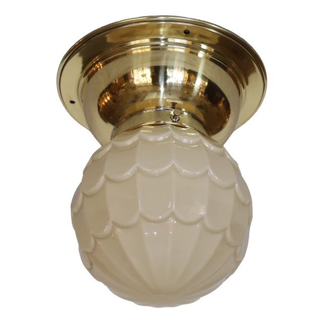 Art Nouveau Glass Ceiling Lamp, 1890s For Sale