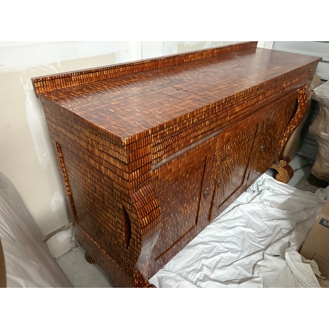 Large Antique Empire Buffet Hand Painted Quill Finish For Sale - Image 10 of 12