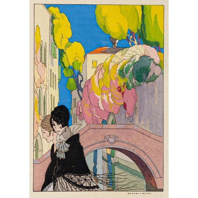 Venice is an original pouchoir artwork realized in 1920 by Leonardo Brunelleschi. The State of preservation is very good....