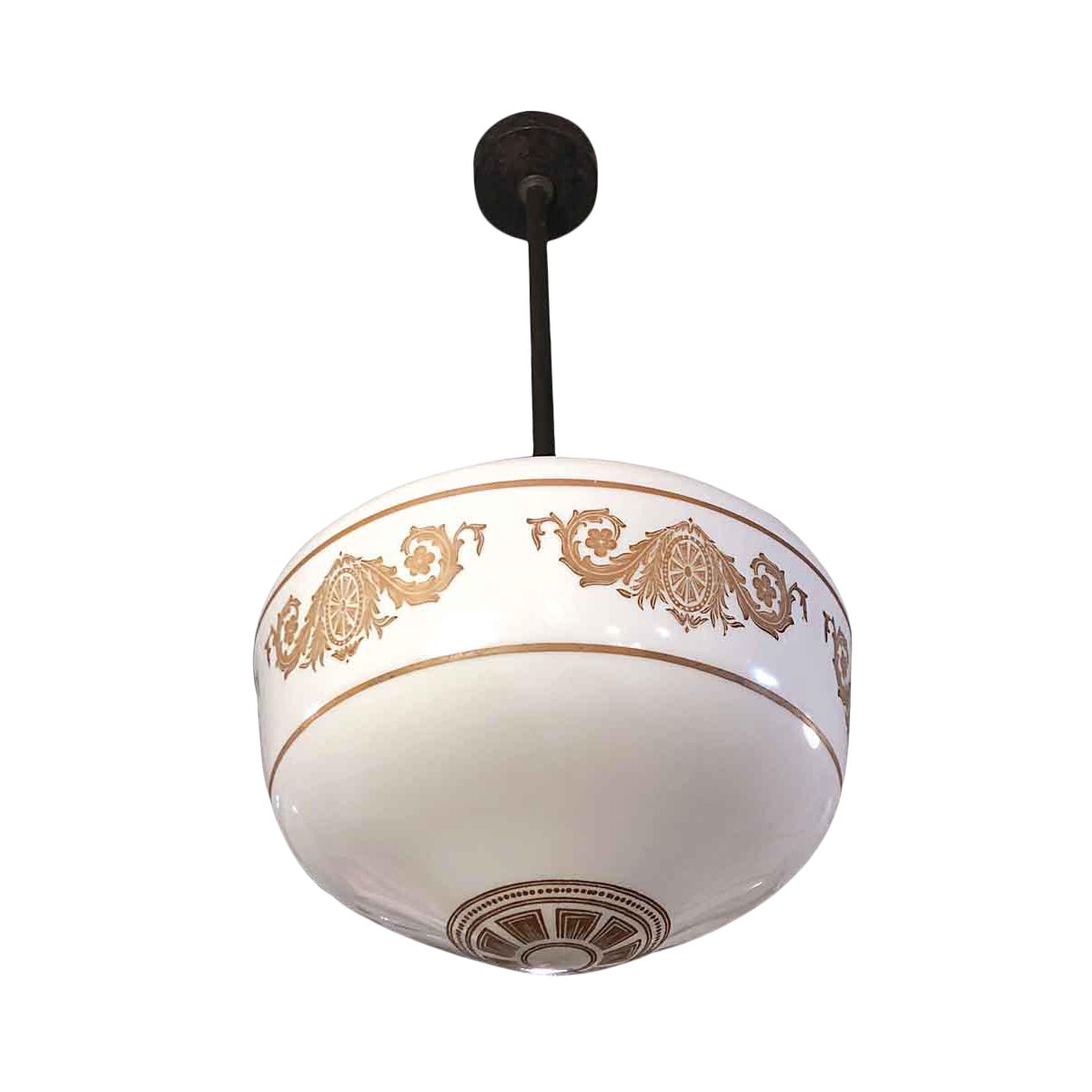 Vintage Stenciled Milk Glass Globe Pendant Light Chairish