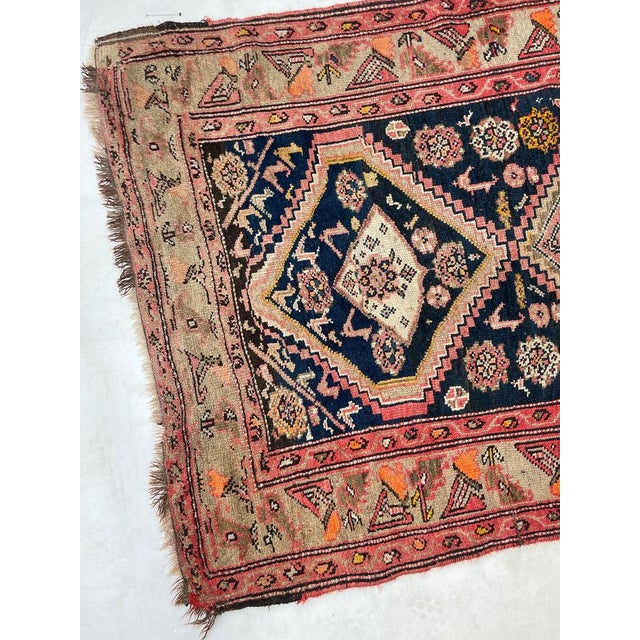 Wide Antique Runner SUNSET COLORS with Family of Sheep & Birds Woven Rug 4.4 x 12.4 For Sale - Image 14 of 16