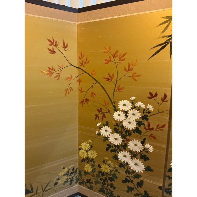Mid 20th Century Stunning Japanese Four‑Panel Gilt Screen,Signed For Sale - Image 5 of 12