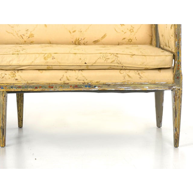 Italian Neoclassical Gray Polychrome Painted Settee Sofa Canape