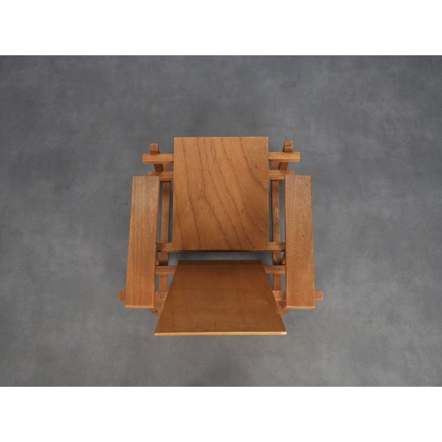 Wood Modernist Lounge Chair in the style of Gerrit Rietveld, Netherlands, 1980s For Sale - Image 7 of 11