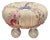 1990s Mackenzie Childs Rose Floral Upholstered Footstool or Ottoman, Ceramic Feet For Sale