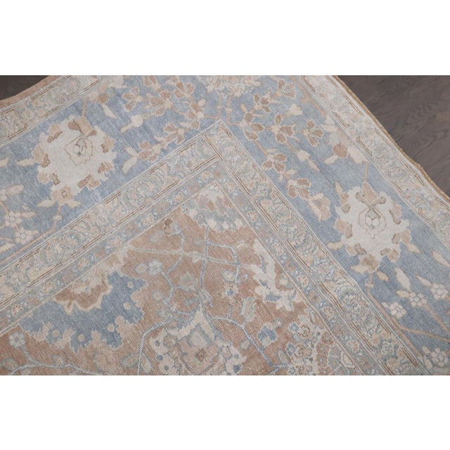 Antique Zabihi Collection Brown Soft Blue Persian Tabriz Rug - 10' x 12'2" For Sale - Image 10 of 12