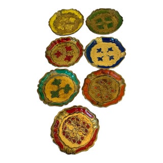 Vintage Italian Gilt Wood Coasters - Set of 7 For Sale