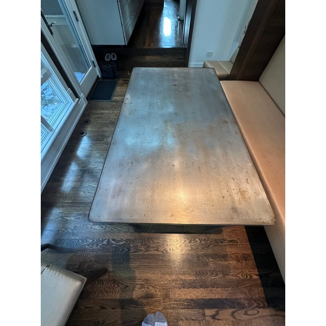 Vintage Industrial Metal Dining Table With Drawers For Sale - Image 9 of 11