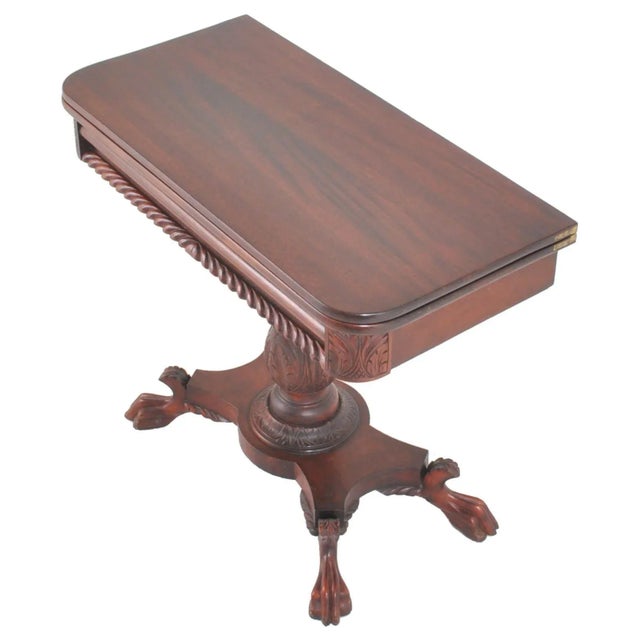 Brown Antique American Late Federal/Empire Mahogany Tea/Games/Card Table, circa 1830 For Sale - Image 8 of 12