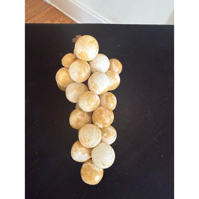 Mid 20th Century Vintage Italian Natural Alabaster Stone Grape Cluster With Natural Grape Vine For Sale - Image 5 of 6