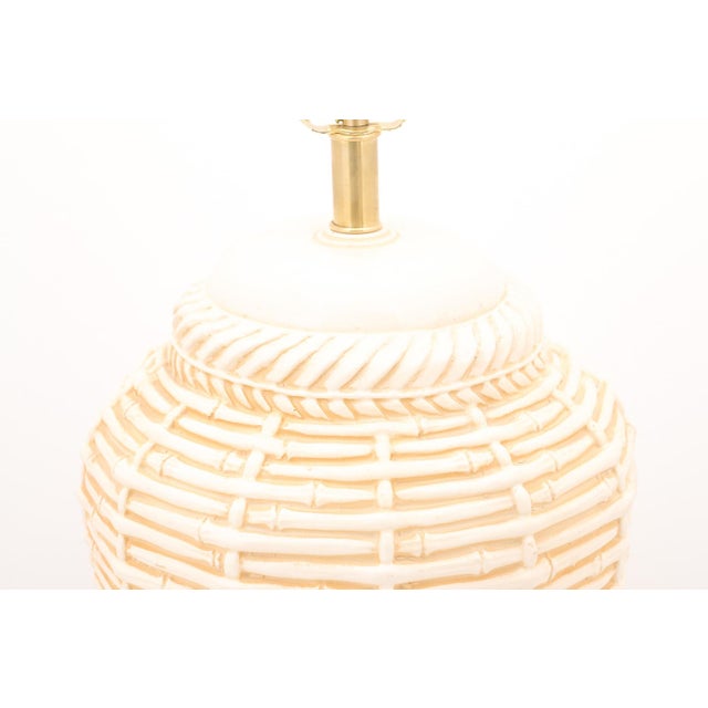 1960s Large Mid-Century Modern Ceramic Bamboo Motif Lamps - a Pair For Sale - Image 4 of 8