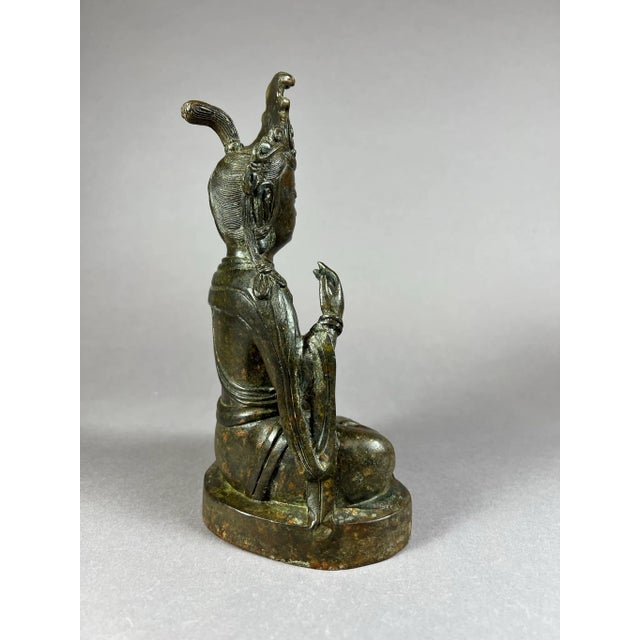 1920s Seated Bronze Bodhisattva For Sale - Image 4 of 13