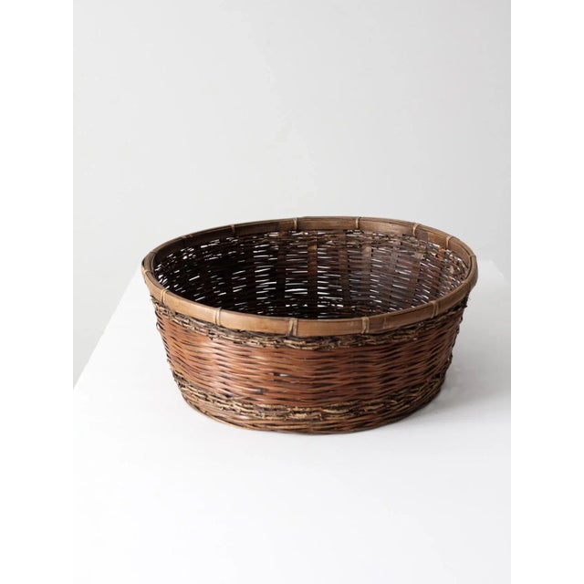 Vintage Woven Reed Basket For Sale - Image 9 of 10