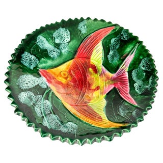 Mid-Century Modern Porcelain Plate with Fish Decor, France, 1970s For Sale