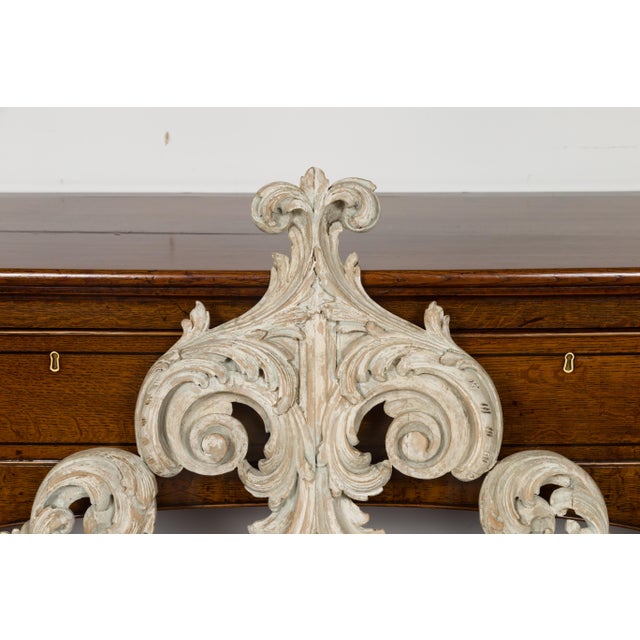 Italian Rococo Style 19th Century Painted Fragment with Carved Acanthus Leaves For Sale In Atlanta - Image 6 of 12