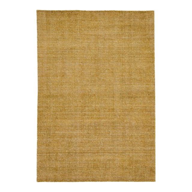 2020s Modern Indian Loop Handmade Solid Beige Wool Rug For Sale