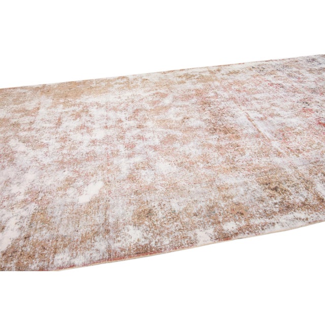 20th Century Antique Tabriz Handmade Distressed Motif Rust Wool Rug For Sale In New York - Image 6 of 9