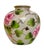 Elegant round ceramic vase featuring a continuous hand-painted motif of large, rounded peonies with gilded accents. Set...