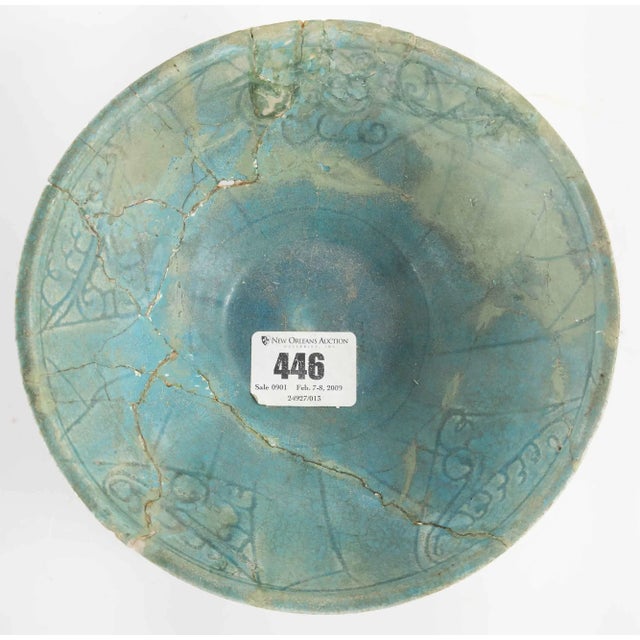 Early Persian Turquoise Green Kashan Bowl For Sale - Image 13 of 13