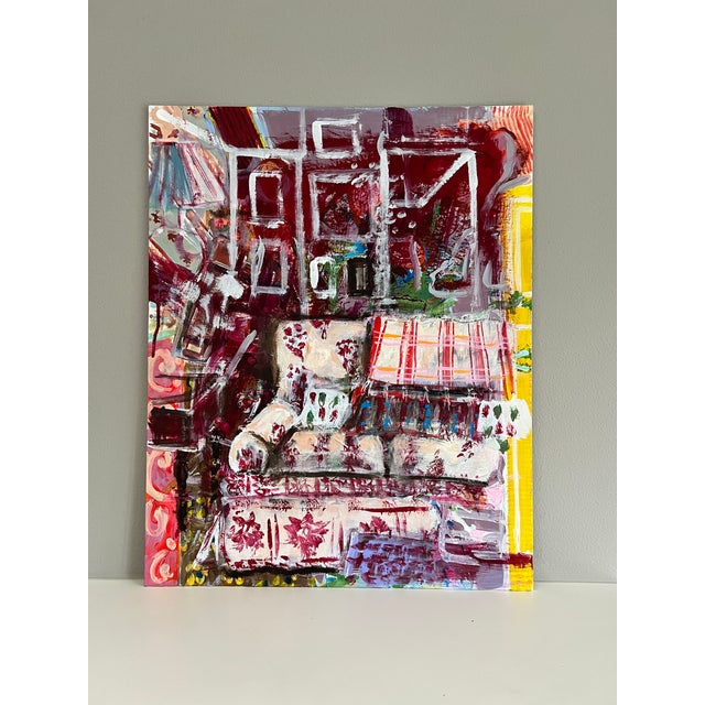 "Just Starting, Go as the Wind", an abstract painting that happily worked itself, into a painting of an interior space...