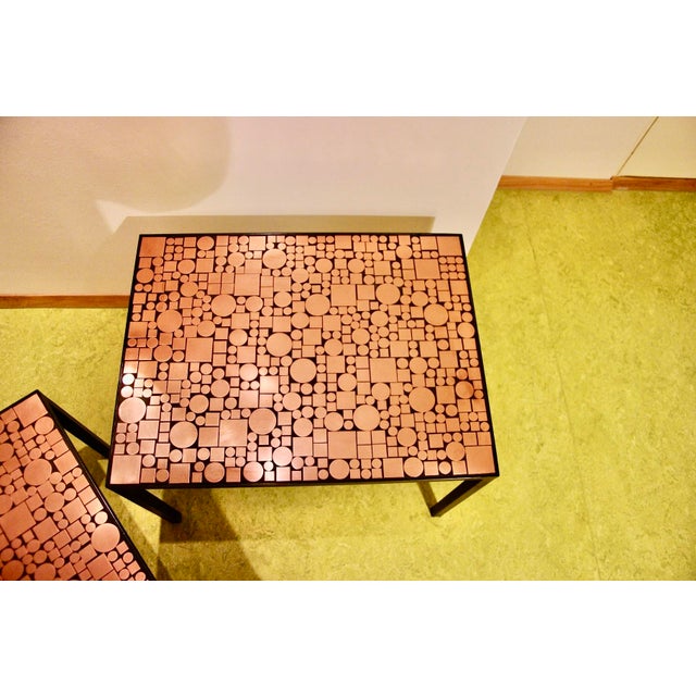 Rosenthal Limited Edition Copper Mosaic Coffee Tables by Robert Hirche for Rosenthal, 1970s, Set of 2 For Sale - Image 4 of 9