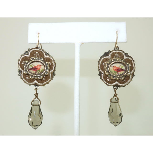 Lovely collage earrings by Jill Schwartz for her jewelry line, Elements. These drop dangle earrings have a romantic...