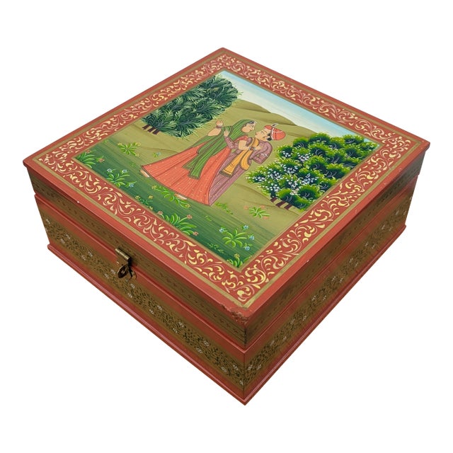 Vintage Box / Jewelry Box Hand Painted Wooden Box Beautiful Decorative Art Work For Sale