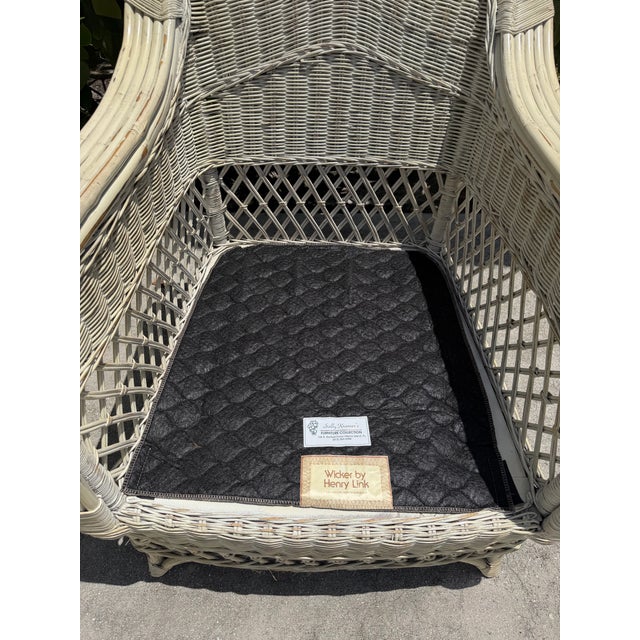 Vintage Henry Link Distressed Painted Wicker Armchair For Sale - Image 11 of 12