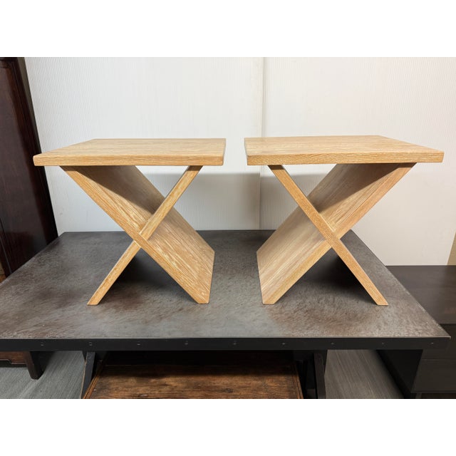 Design Plus Gallery presents a Pair of Hunter Side Tables from Serena & Lily. Crafted of sun-bleached pine with a spruce...