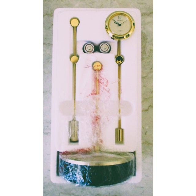 Vintage Seiko Quf103g Pendulum Desk Clock in Articulated Gold