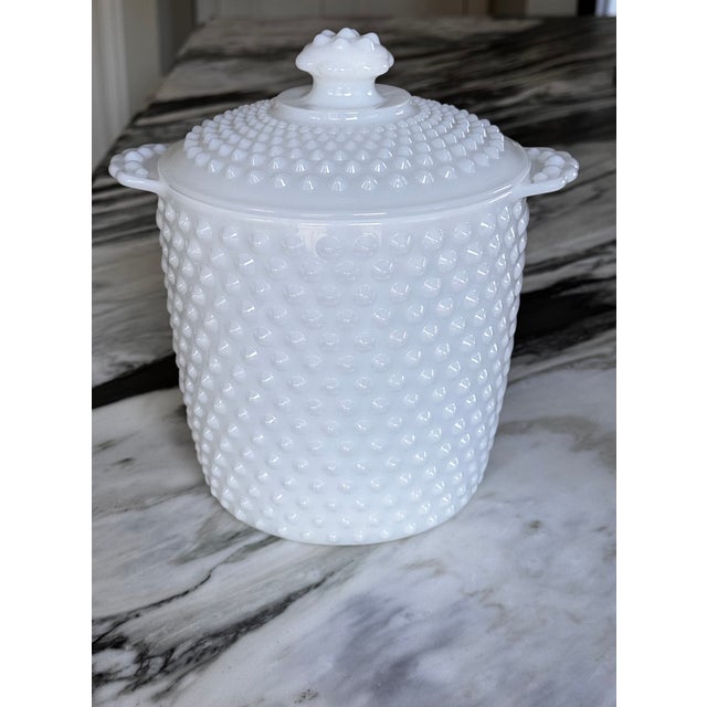 White Anchor Hocking Hobnail Biscuit Barrel or Ice Bucket For Sale - Image 8 of 9