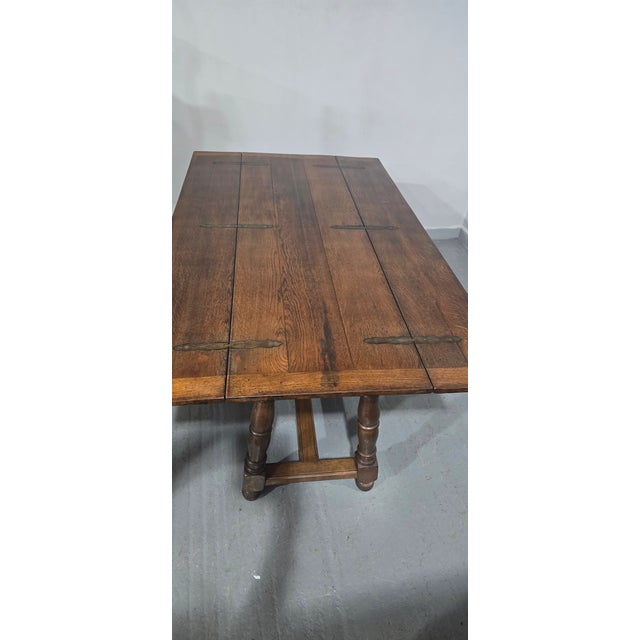 Oak Kitchen Refrectory Farmhouse Dining Table, 1910s For Sale - Image 13 of 18