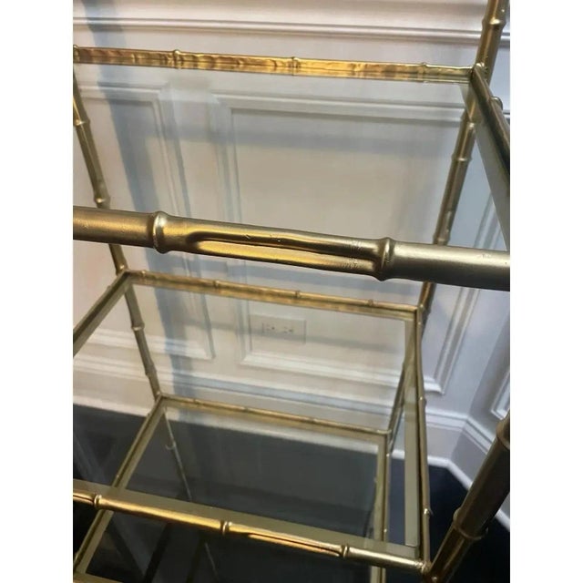 Chinoiserie Metal & Glass Etagere Display Shelf For Sale - Image 11 of 11