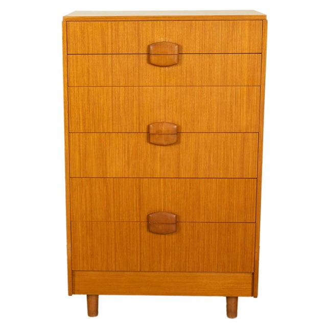 Mid Century Modern Danish Tall Boy Teak Chest of Drawers Six Drawer Dresser 1960 For Sale - Image 9 of 13