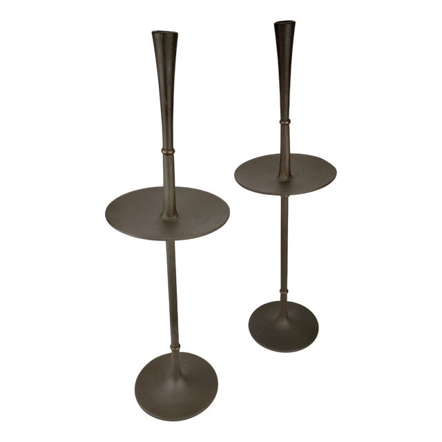 Mid-Century Cast Iron Candleholders by Jens Quistgaard for Dansk Design, 1960, Set of 2 For Sale