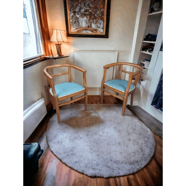 Tub Chairs in Wood and Fabric, Set of 2 For Sale - Image 5 of 7