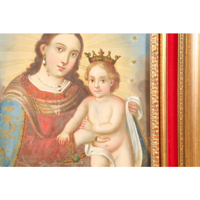 19th Century Our Lady of Refuge for Sinners, Oil on Tin, 19th Century For Sale - Image 5 of 11