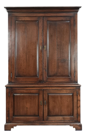 Large Antique English Oak Cabinet, 1700s