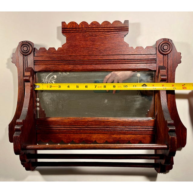 Antique 19th Century Victorian Eastlake Walnut Wall Mirror 3 Towel Bars For Sale In Los Angeles - Image 6 of 8