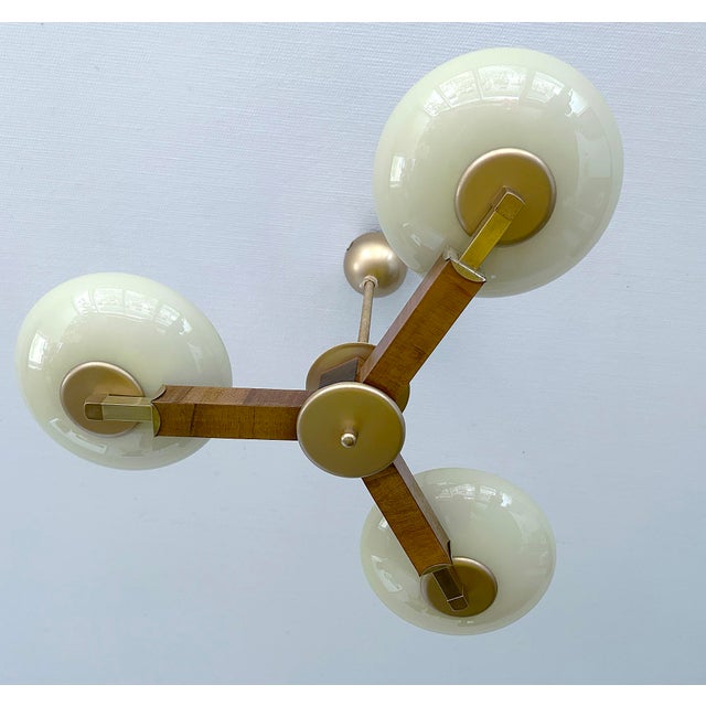 Art Deco Wood and Glass Pendant Light, 1930s For Sale - Image 14 of 18