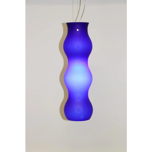 Glass 1990s Modern Murano Pendant Lamp Blue Glass For Sale - Image 7 of 8